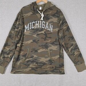Alternative Apparel Michigan Camo Hoodie Mens XL Green Camouflage Lightweight